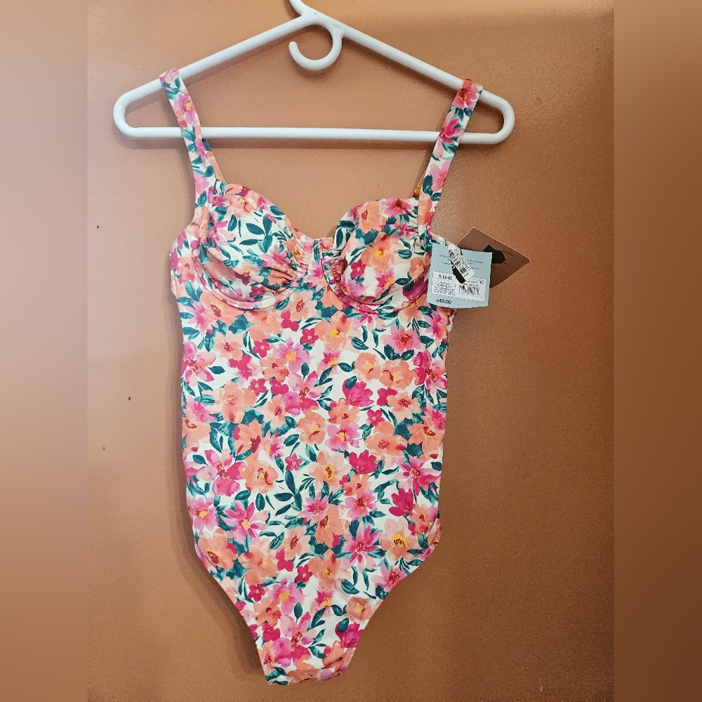 Womens SMALL 4-6 Floral One Peice With Underwire Support - Picture 4 of 6